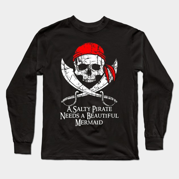 Pirate Skull Long Sleeve T-Shirt by Feliz ZombiePunk